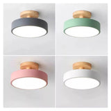 Lámpara de techo LED de 18cm con base de madera colores