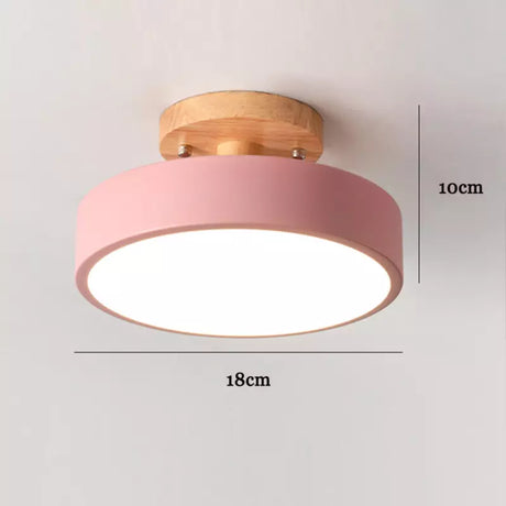 Lámpara de techo LED de 18cm con base de madera colores