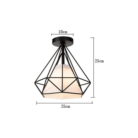 Lámpara de techo diamante colgante iluminación industrial ø25cm negro OPENBOX