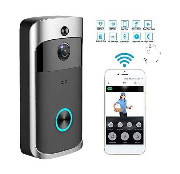 Cámara de timbre, cámara de video inteligente de 5 MP con timbre, detección  de movimiento PIR, alerta en tiempo real, cámara de seguridad WiFi de 2.4