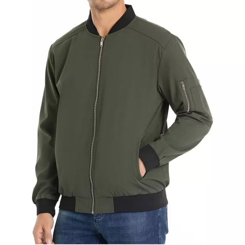 Chaqueta bomber de color sólido para hombre