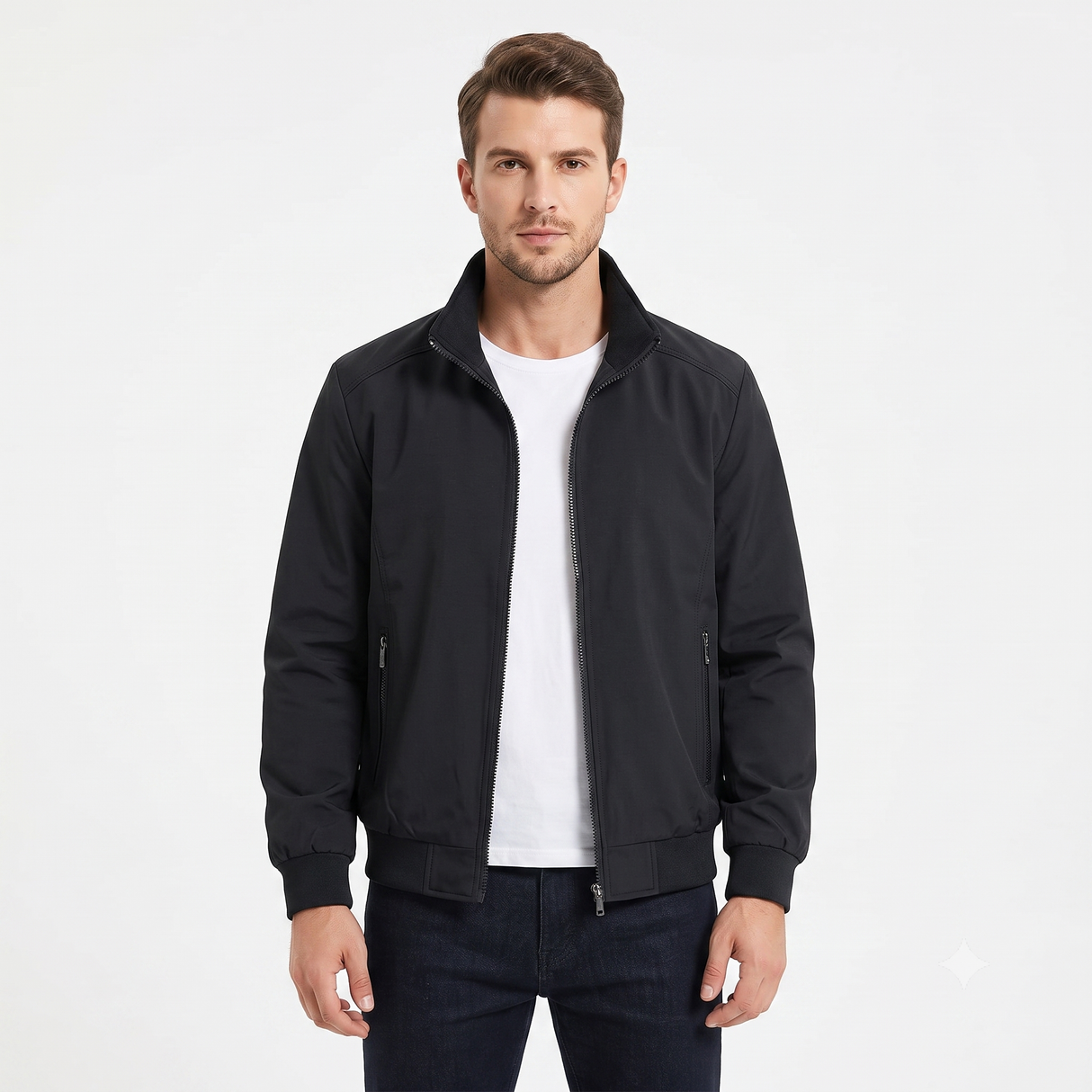 Chaqueta Casual para Hombre | Cuello Alto | Cierre Completo | Estilo Harrington
