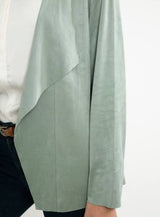 Chaqueta Aziz Efecto Gamuza para Mujer Color Menta | Abierta | Liviana | Elegancia Casual