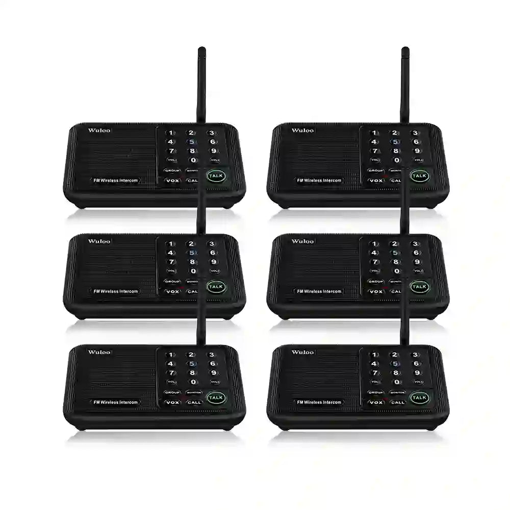 WULOO WL666 Sistema de Intercomunicadores Inalámbricos 6 Unidades Negro