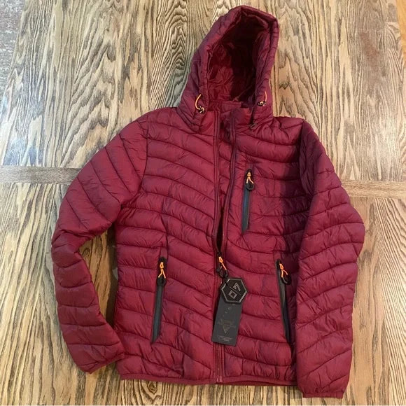 Chaqueta acolchada color burdeos intenso Mujer