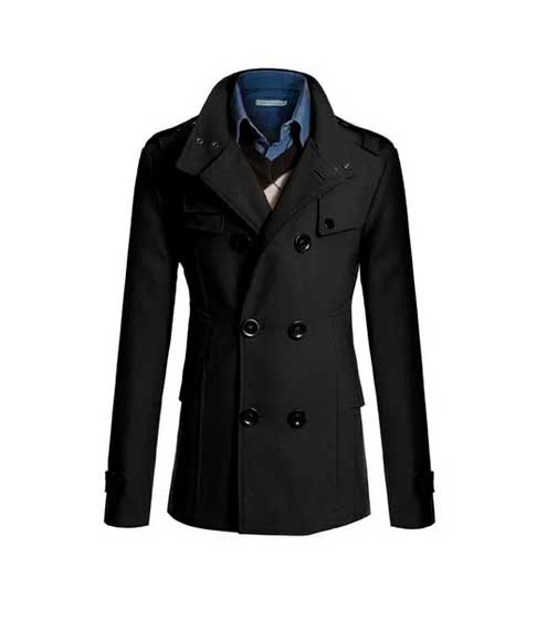 Abrigo Estilo Británico Hombre doble Informal Ajustado