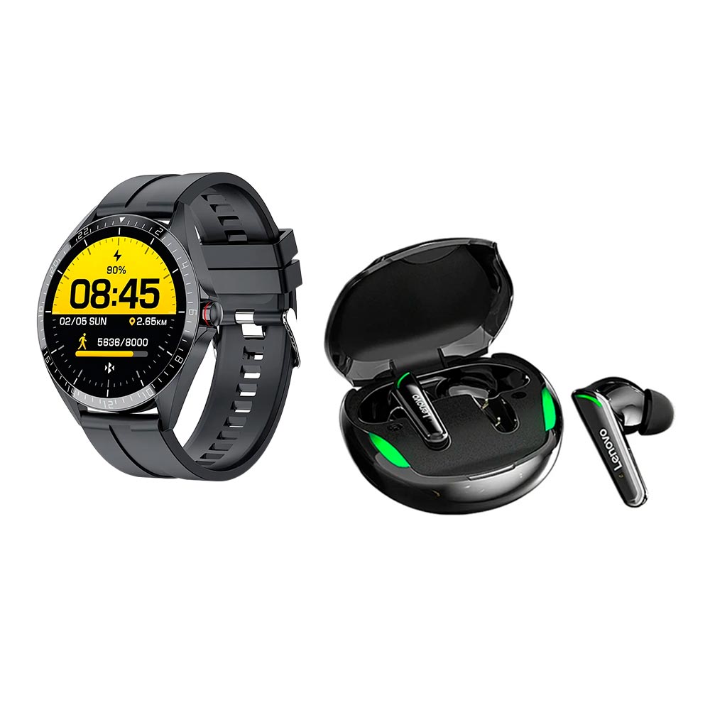 Pack Reloj smartwatch KUMI GW16T mas Audifonos Lenovo Thinkplus XT92 tws