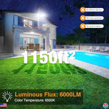 Focos exteriores de 60W 6000 lm de brillo 3 cabezales ajustables