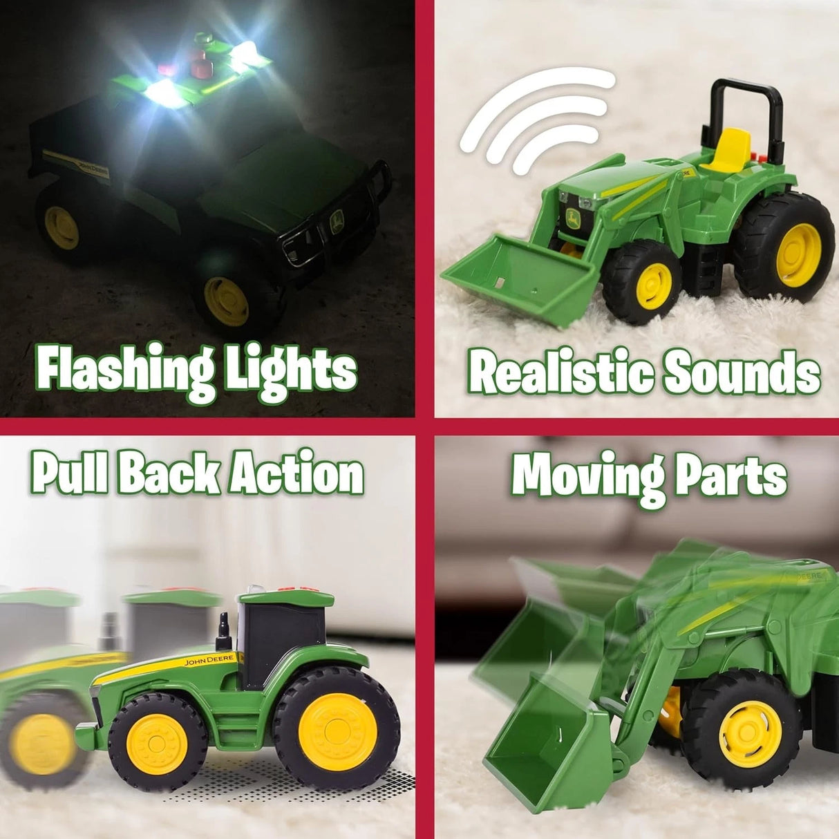 Juego de 3 mini vehículos agrícolas John Deere 2024 - tractores y caimanes