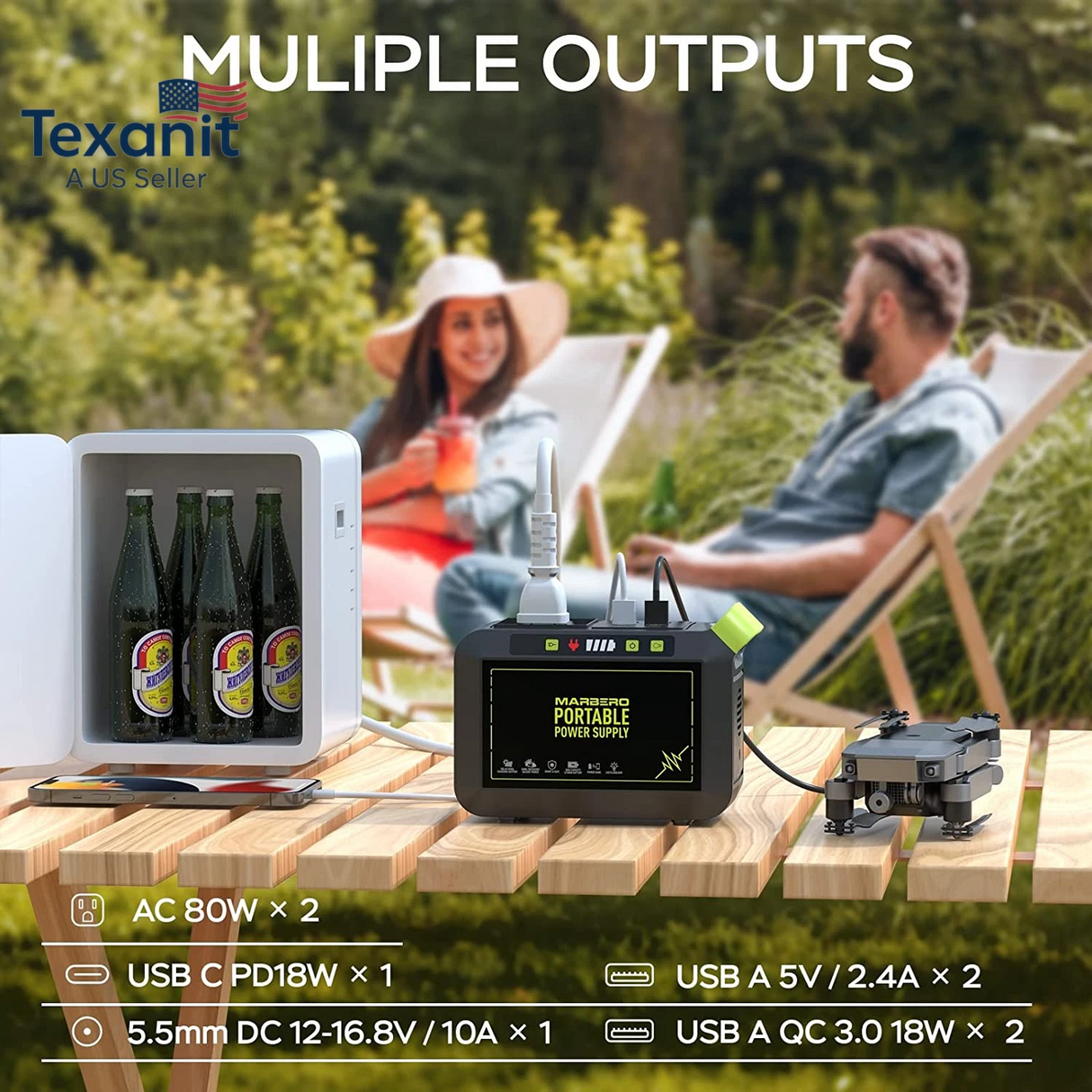 Portable Power Station Marbero M82 88wh W/ Solar Panel