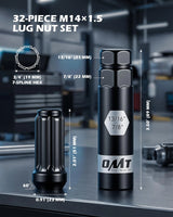 Orion Motor Tech NUT0012BK Juego de 32 Tuercas M14x1.5 Negras Spline Tuner