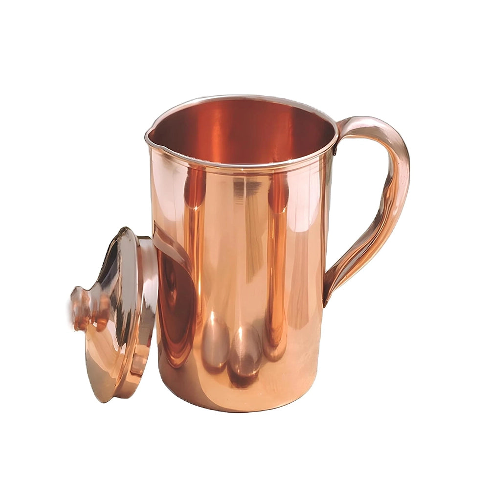 Jarra de Agua de Cobre Puro Yorkare | 1.5 Litros (1500 ml) | Con Tapa | Ayurveda