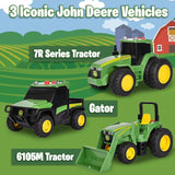 Juego de 3 mini vehículos agrícolas John Deere 2024 - tractores y caimanes