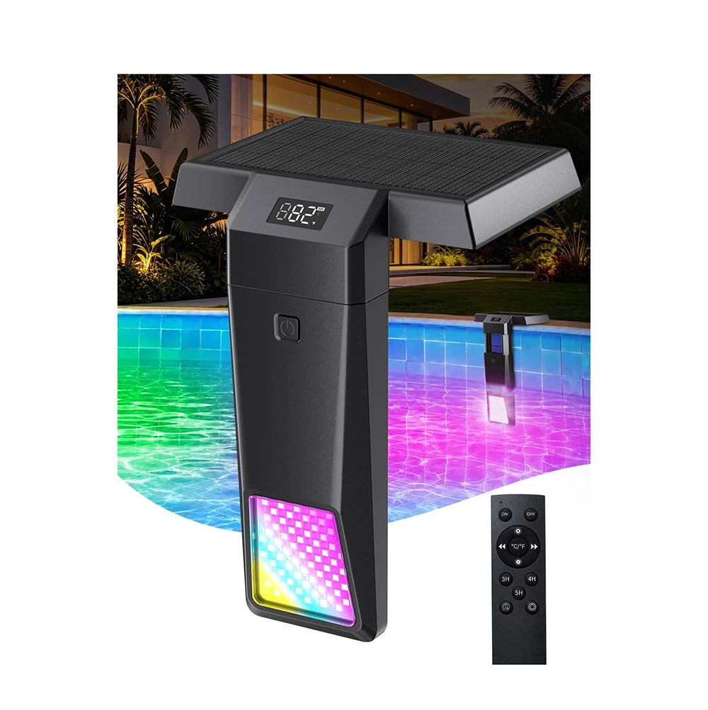 Brightown DS179 Luz Solar LED RGBW para Piscina con Pantalla LCD y Control Remoto