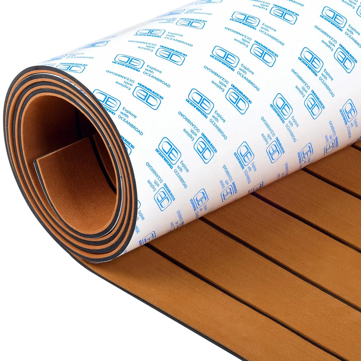 OCEANBROAD Suelo de Lancha Espuma EVA Autoadhesivo 1.21 mts. x 4.26 Mts. Imitación Teca Marina