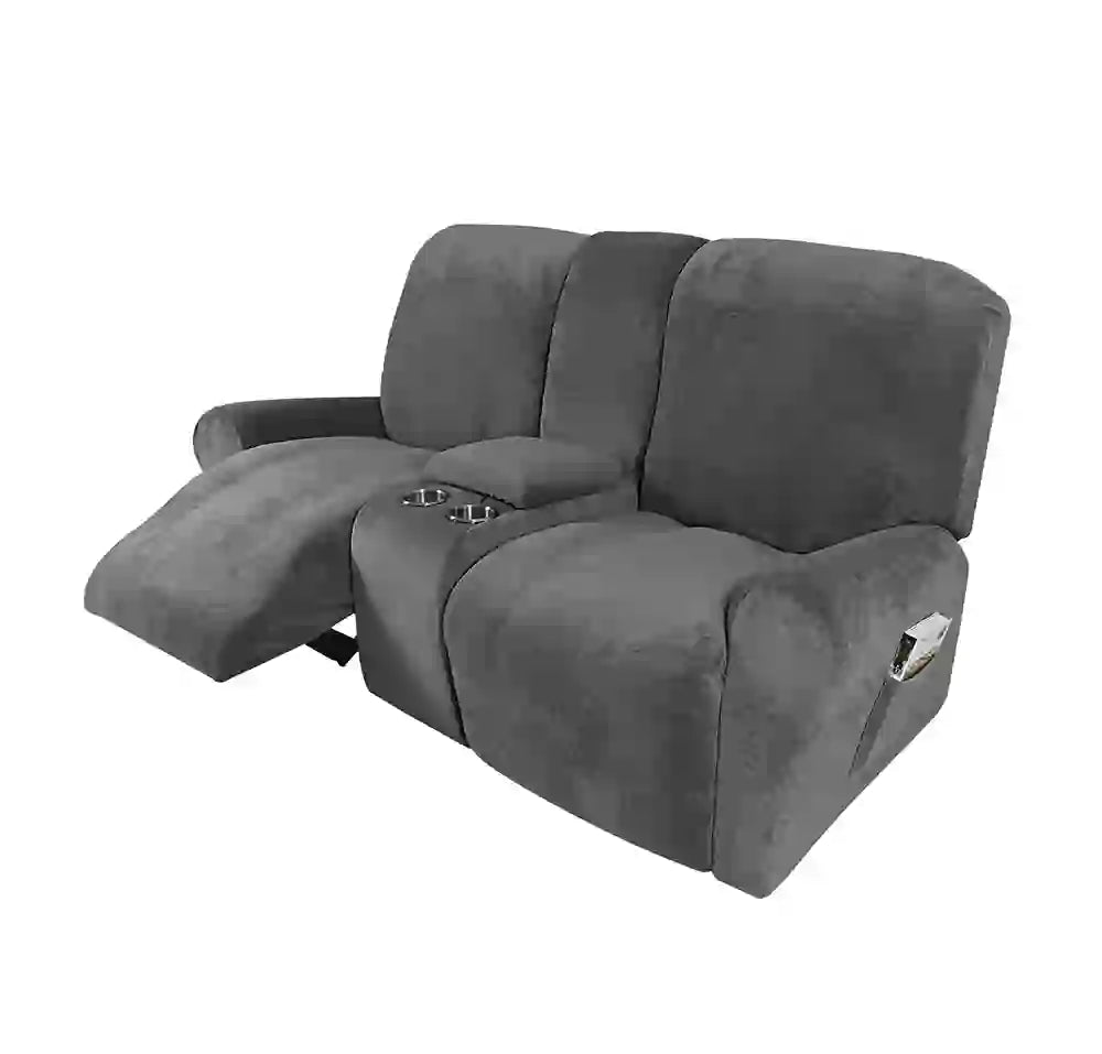 Funda de sofá reclinable de terciopelo elástico con funda para sofá de consola central