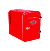 Mini refrigerador personal Frigidaire rojo, capacidad de 1 galón para seis latas