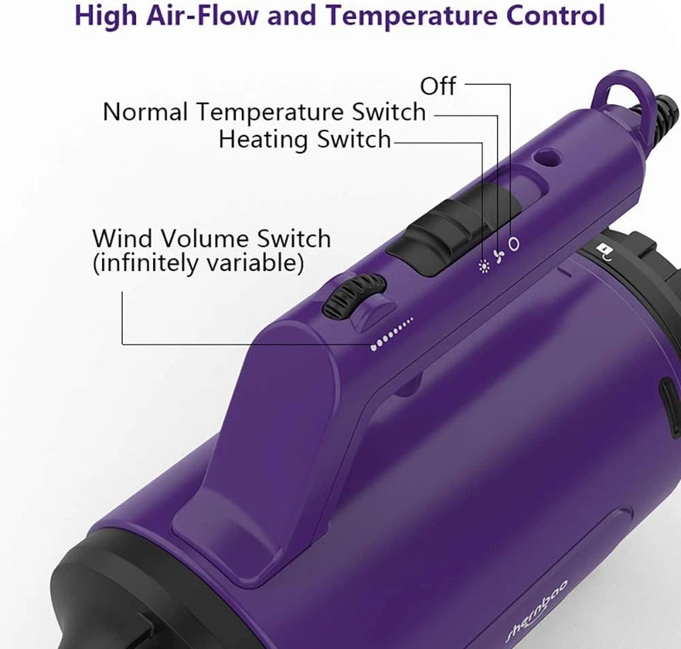 Secador de pelo de alta velocidad profesional mascotas púrpura 110V