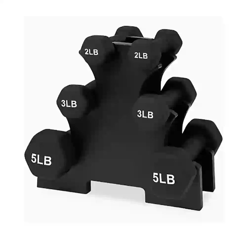 Juego de Mancuernas BalanceFrom Neopreno 3, 5 y 8 lb con detalle en Base