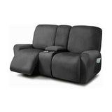 ULTICOR Funda para Sofá Reclinable de 2 Cuerpos con Consola Central – 8 Piezas Color Gris
