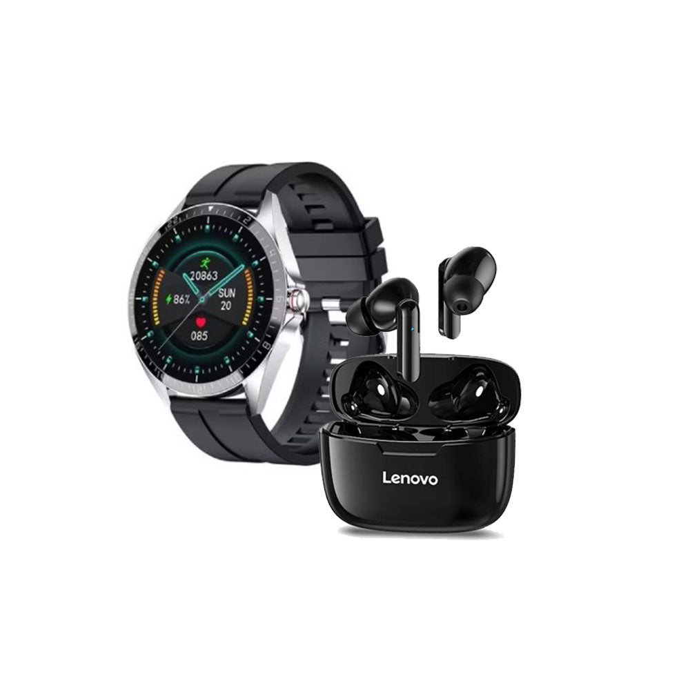 Pack Smartwatch Kumi GW16T IP67 + Audifonos Bluetooth Lenovo XT90