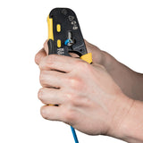 Klein Tools VDV226-110 Ponchadora, Pelacables y Cortacables con Matraca para Conectores Pass-Thru RJ45