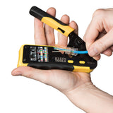 Klein Tools VDV226-110 Ponchadora, Pelacables y Cortacables con Matraca para Conectores Pass-Thru RJ45