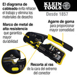 Klein Tools VDV226-110 Ponchadora, Pelacables y Cortacables con Matraca para Conectores Pass-Thru RJ45