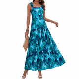 Vestido BTFBM Mujer Sin Mangas con Cuerpo Smocked