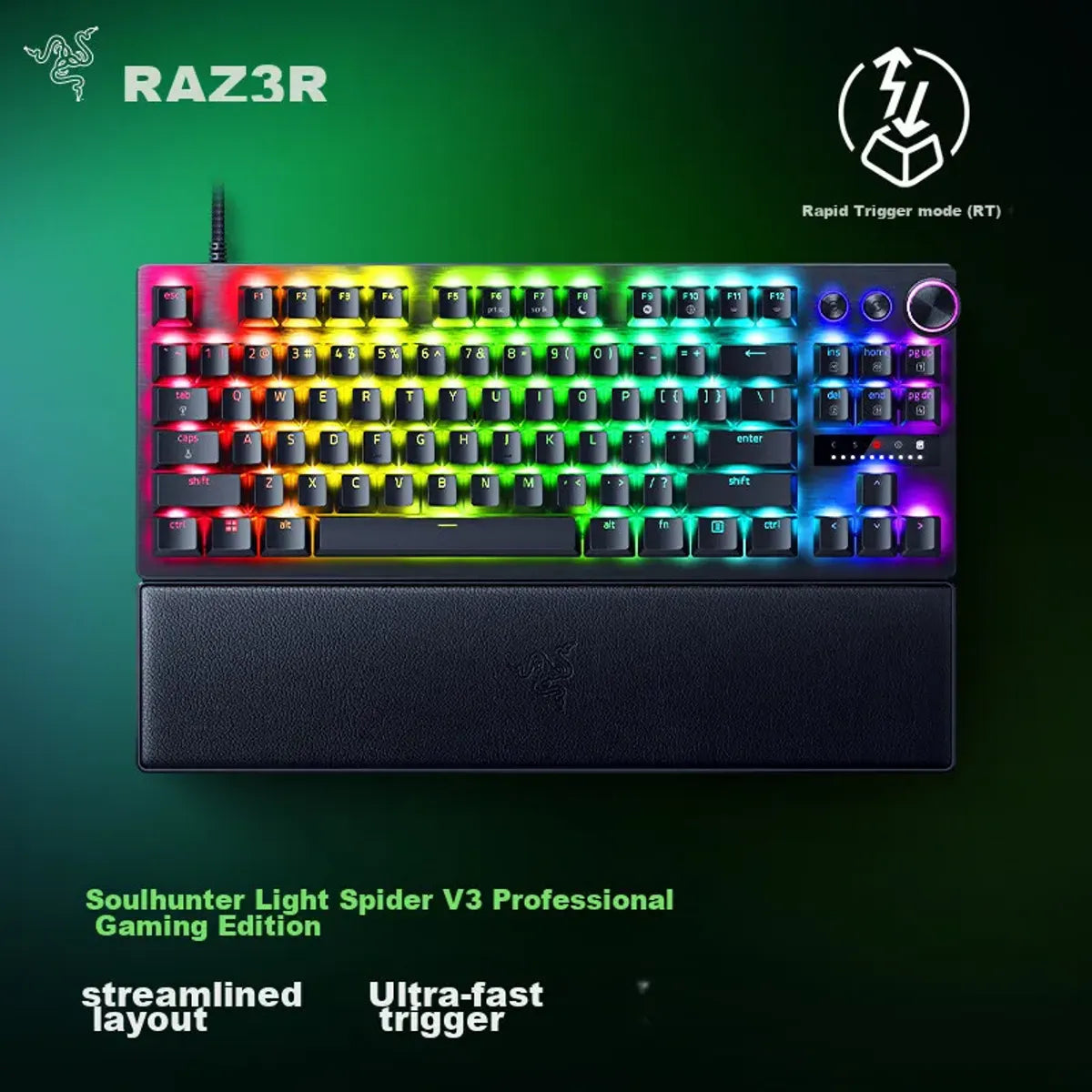 Teclado Gamer Razer Huntsman V3 Pro TKL 87 Teclas Óptico RGB – Negro