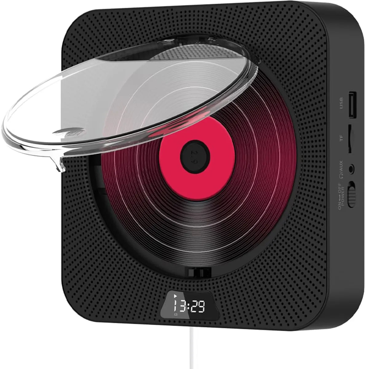 Pantalla LED Reproductor CD portátil Altavoces Bluetooth estéreo-Negro
