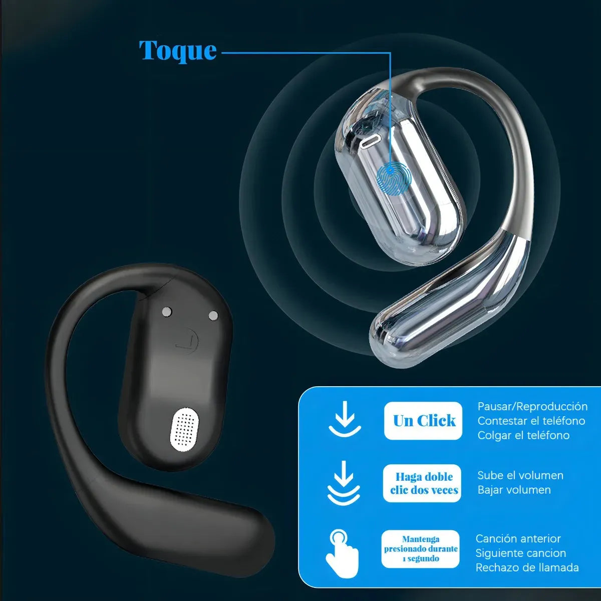 Auriculares Bluetooth Oído Abierto Inalámbricos con Micrófono