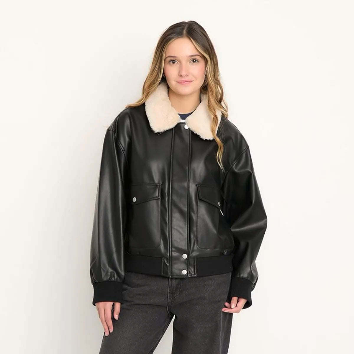 Chaqueta Efecto Cuero Mujer Sybilla | Negra | Nueva