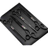Set Profesional de Tijeras Purple Dragon 8" Negro | Peluquería Canina | Acero Japonés 440C | Nuevo