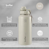 Termo Botella Agua Termica Acero Inoxidable + Tapas - Color Crema