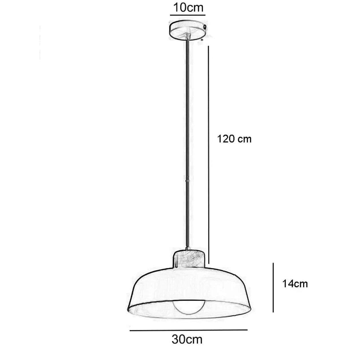 2 Unidades Lámpara colgante metal madera redonda nórdica E27 Negro