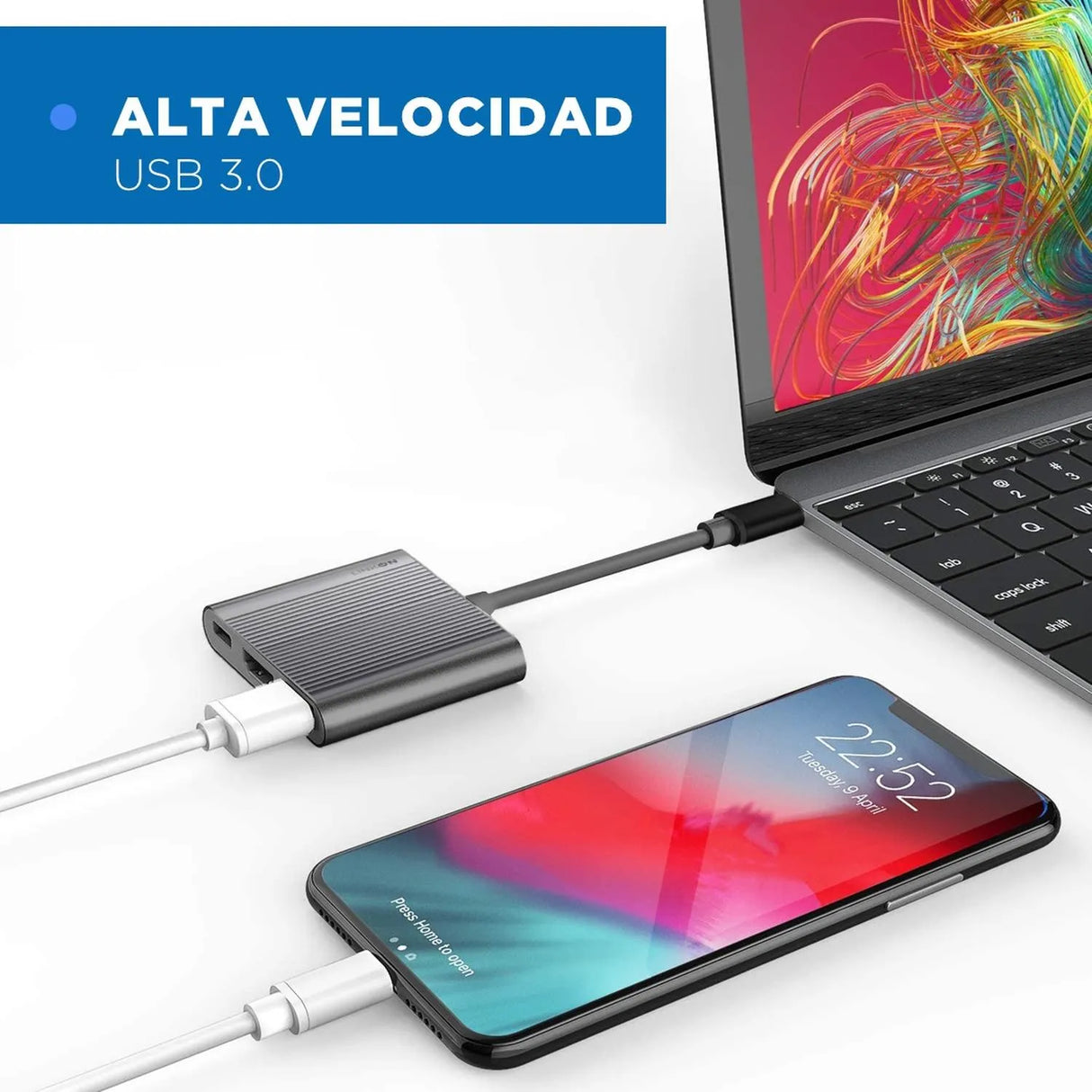 Hub Adaptador Usb Tipo C 3 En 1 Linkon Hdmi Para Mac Macbook