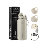Termo Botella Agua Termica Acero Inoxidable + Tapas - Color Crema