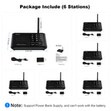 WULOO WL666 Sistema de Intercomunicadores Inalámbricos 6 Unidades Negro