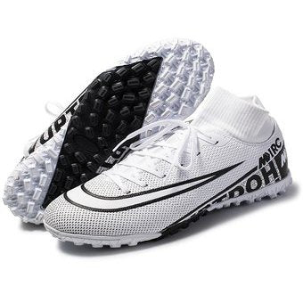 Zapatos de fútbol de caña alta TF suela de goma unisex Blanco