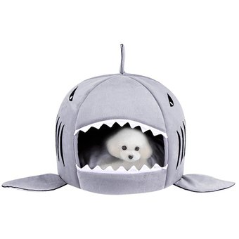 Casa para mascota de casa modelo tiburones cama nido, Tamaño S: 42x42x42cm (gris)