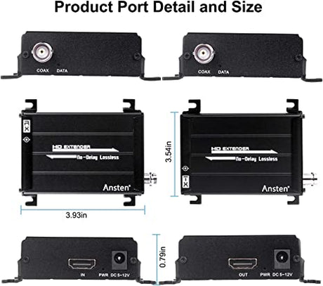 ANSTEN Extensor HDMI sobre coaxial, transmisor HDMI y receptor compatible con señal HDMI Full HD 1080P  PRODUCTO OPENBOX