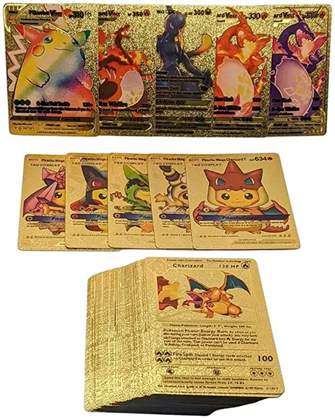 Caja de 54 cartas coleccionables de Pokémon oro plata negro, OPENBOX