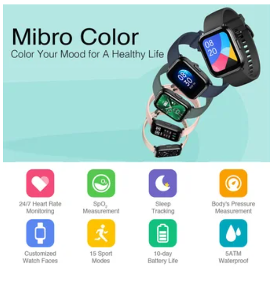 Reloj inteligente Mibro Color BT5.0 con 15 modos deportivos