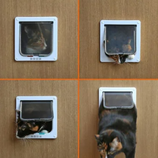 Puerta de vidrio para mascotas de perros y gatos-marrón
