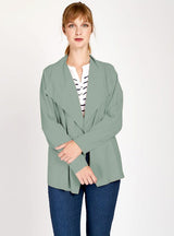 Chaqueta Aziz Efecto Gamuza para Mujer Color Menta | Abierta | Liviana | Elegancia Casual