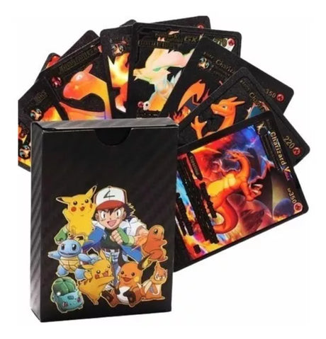 Caja de 54 cartas coleccionables de Pokémon oro plata negro