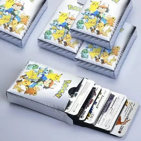 Caja de 54 cartas coleccionables de Pokémon oro plata negro